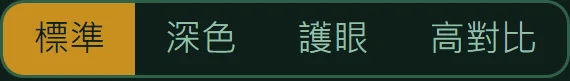 頁尾的顯示模式切換：標準、深色、護眼、高對比
